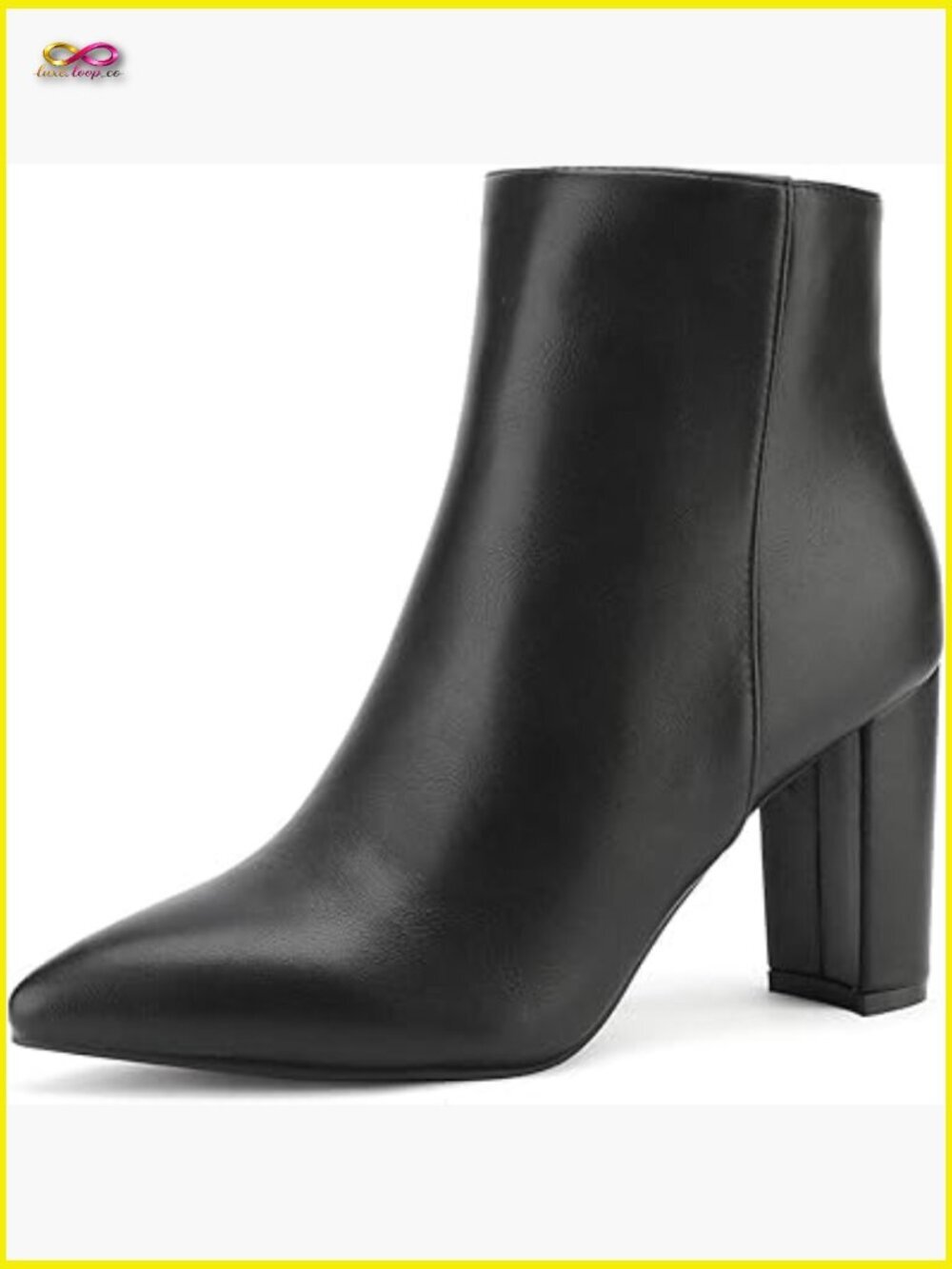 Chunky Heel Ankle Booties Pointed Toe Short Boots Faux Fur Lining